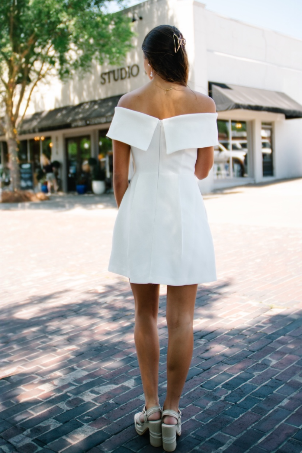 Erin Off The Shoulder White Mini Dress