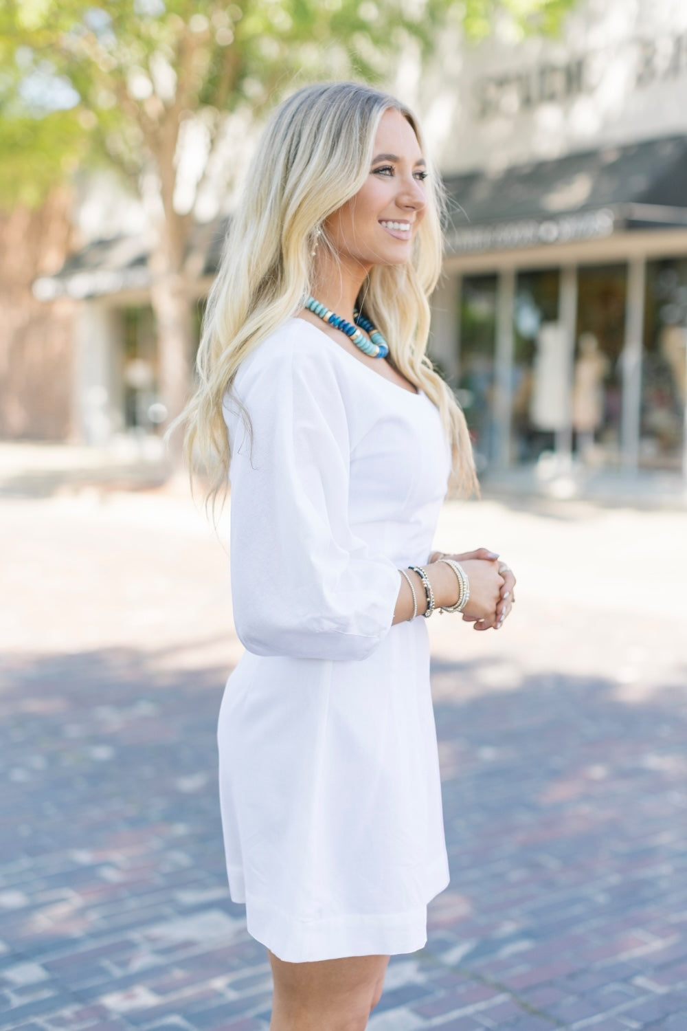 Linley White Linen Midi Dress