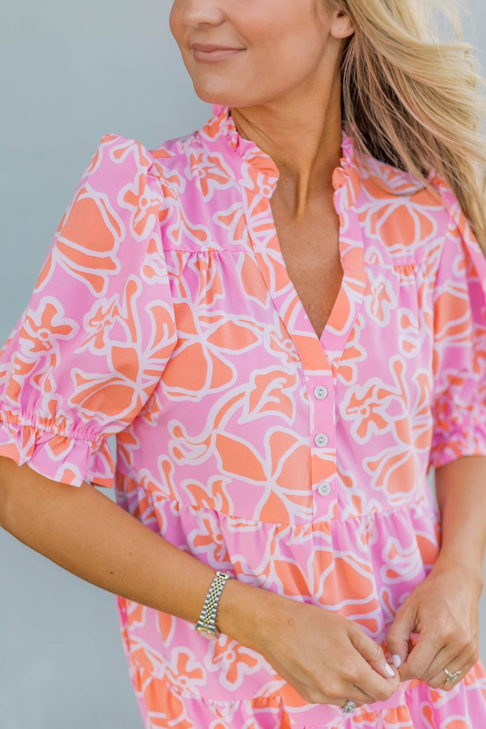 Evie Blossom Breeze Coral Midi Dress (XS-2XL)