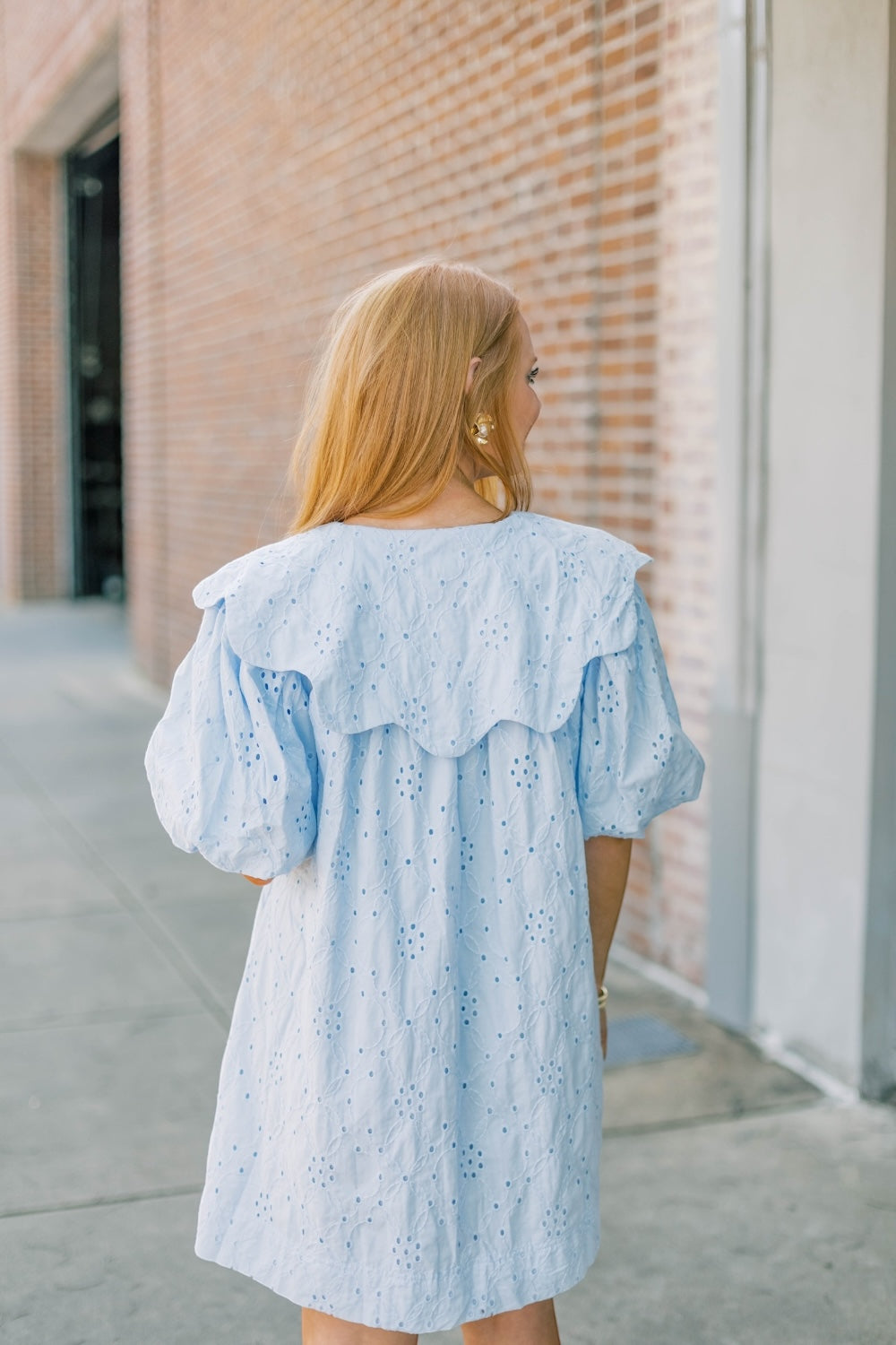 Brayden Eyelet Scallop Collar Dress