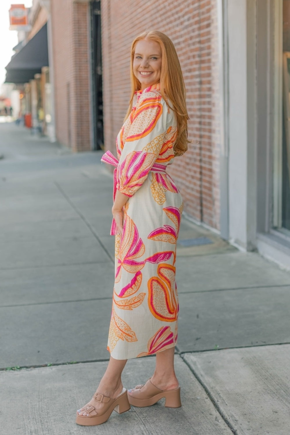 Remi Outline Palms Midi Dress by Maude