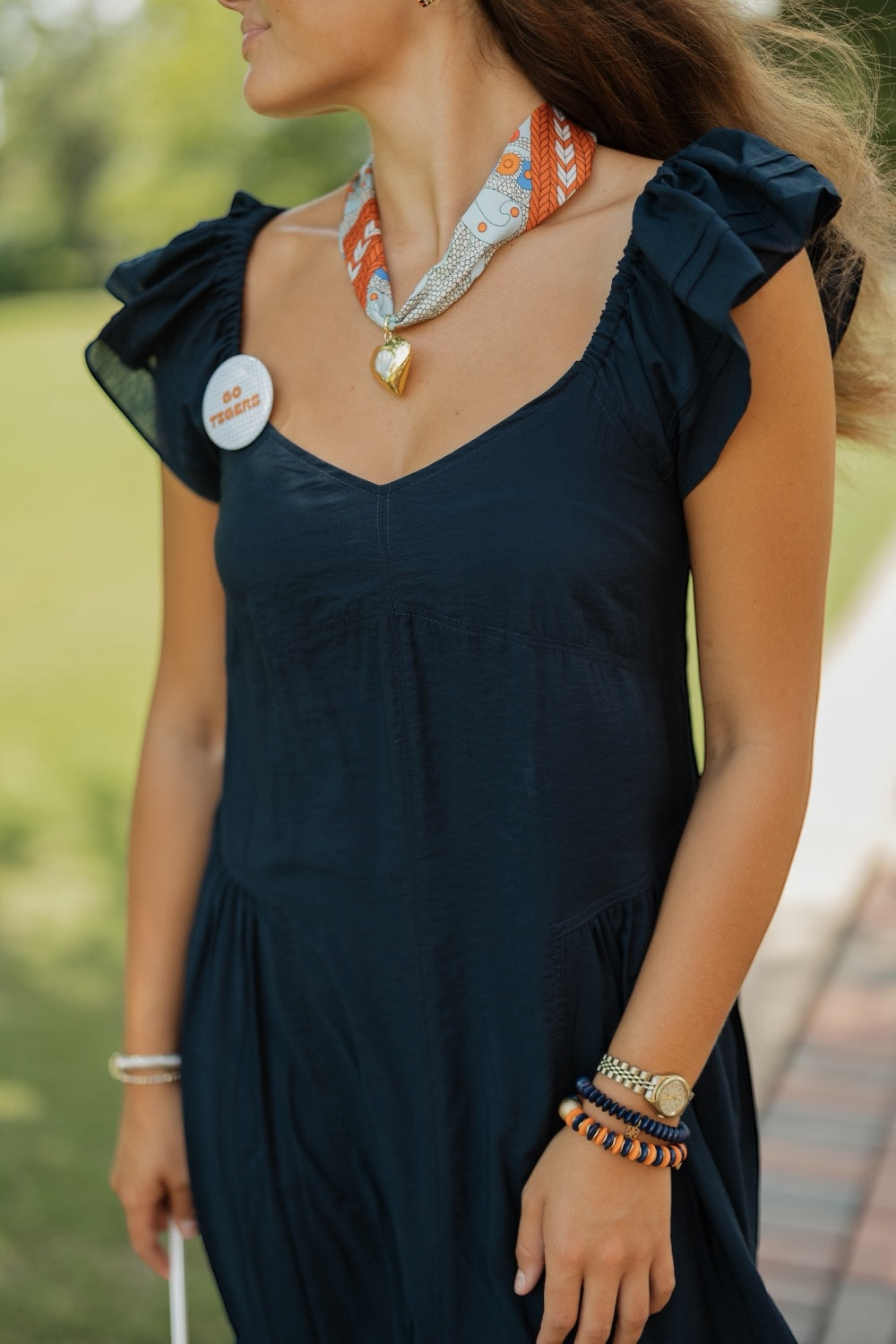 Maren Navy Flutter Sleeve Maxi Dress