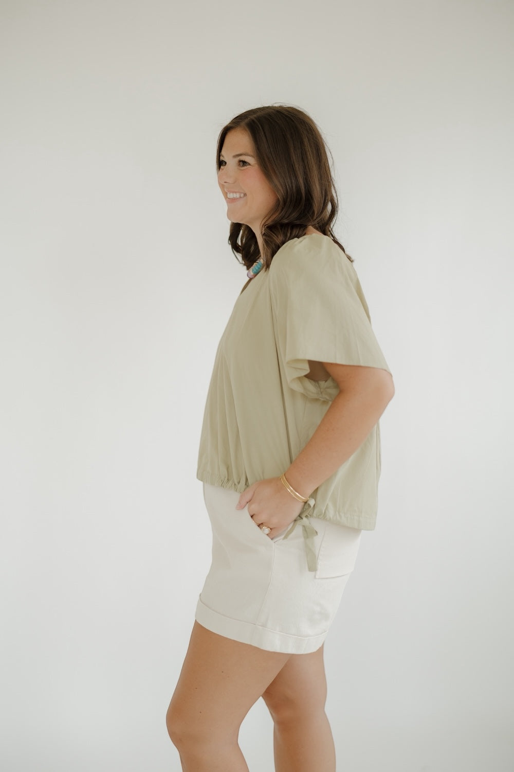 Pistachio Side Ribbon Tie Top