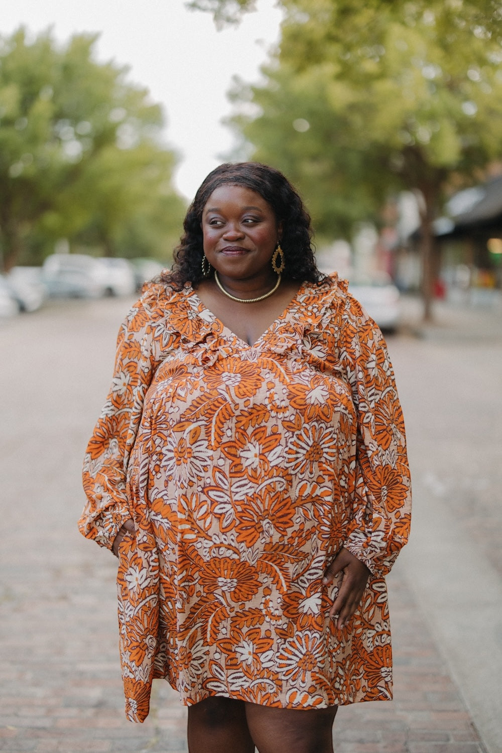 Sadie Salmon Printed Dress (S-3XL)
