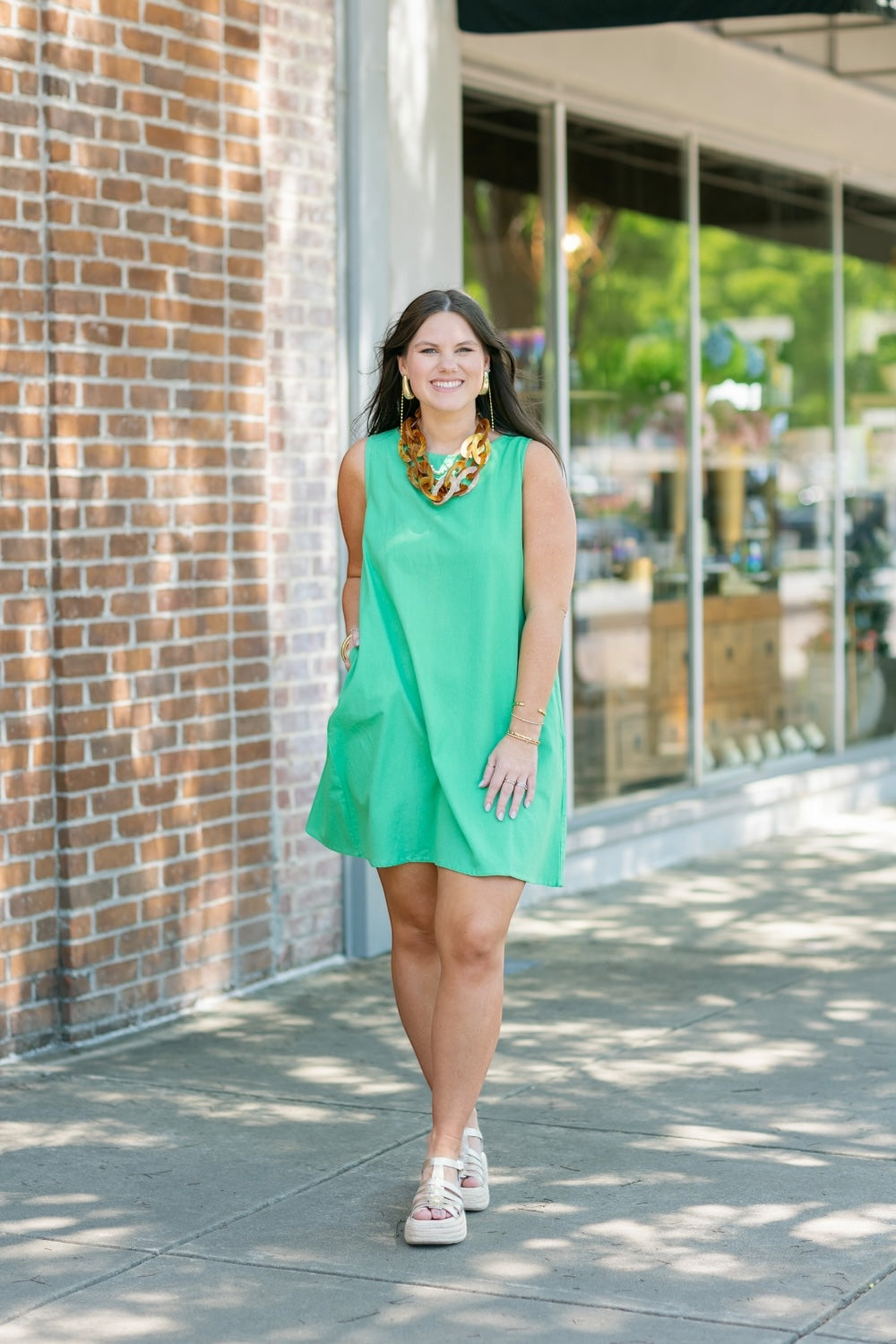 Kelly Green Cotton Dress (XS-XL)