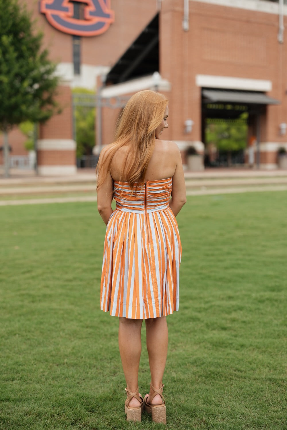 Phoebe Striped Strapless Mini Dress