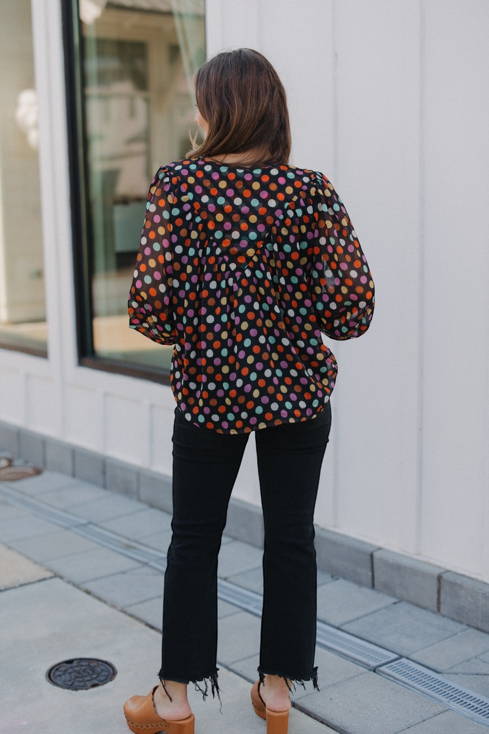 Multicolor Polka Dot Print Top