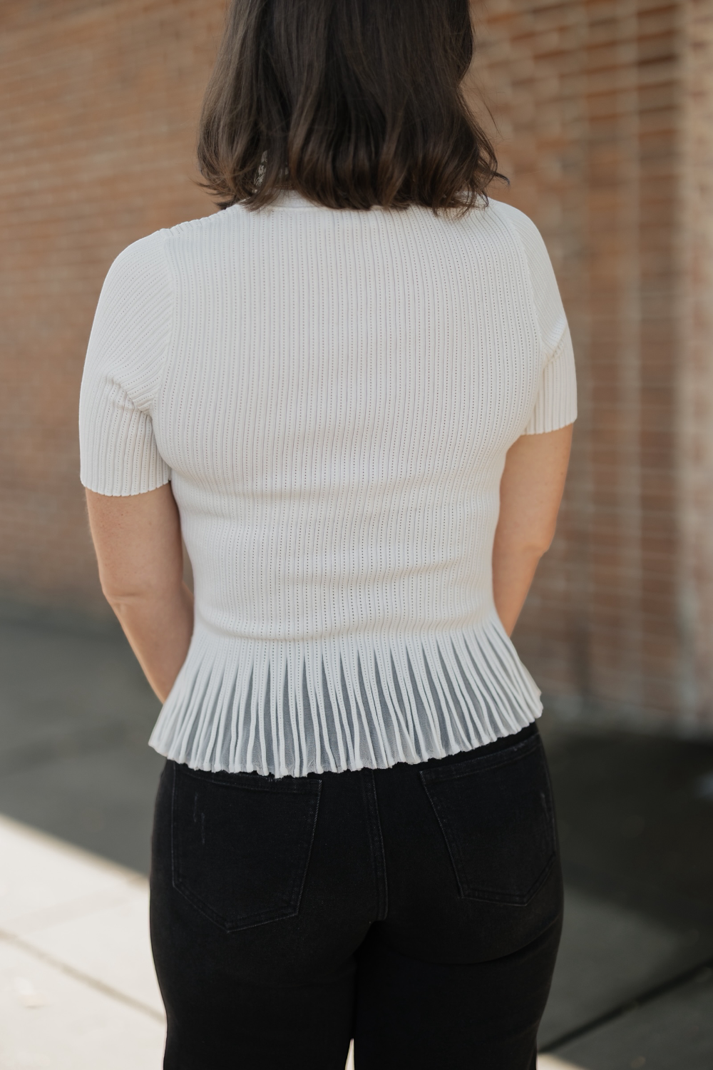 Holley Ivory Ribbed Sweater Top