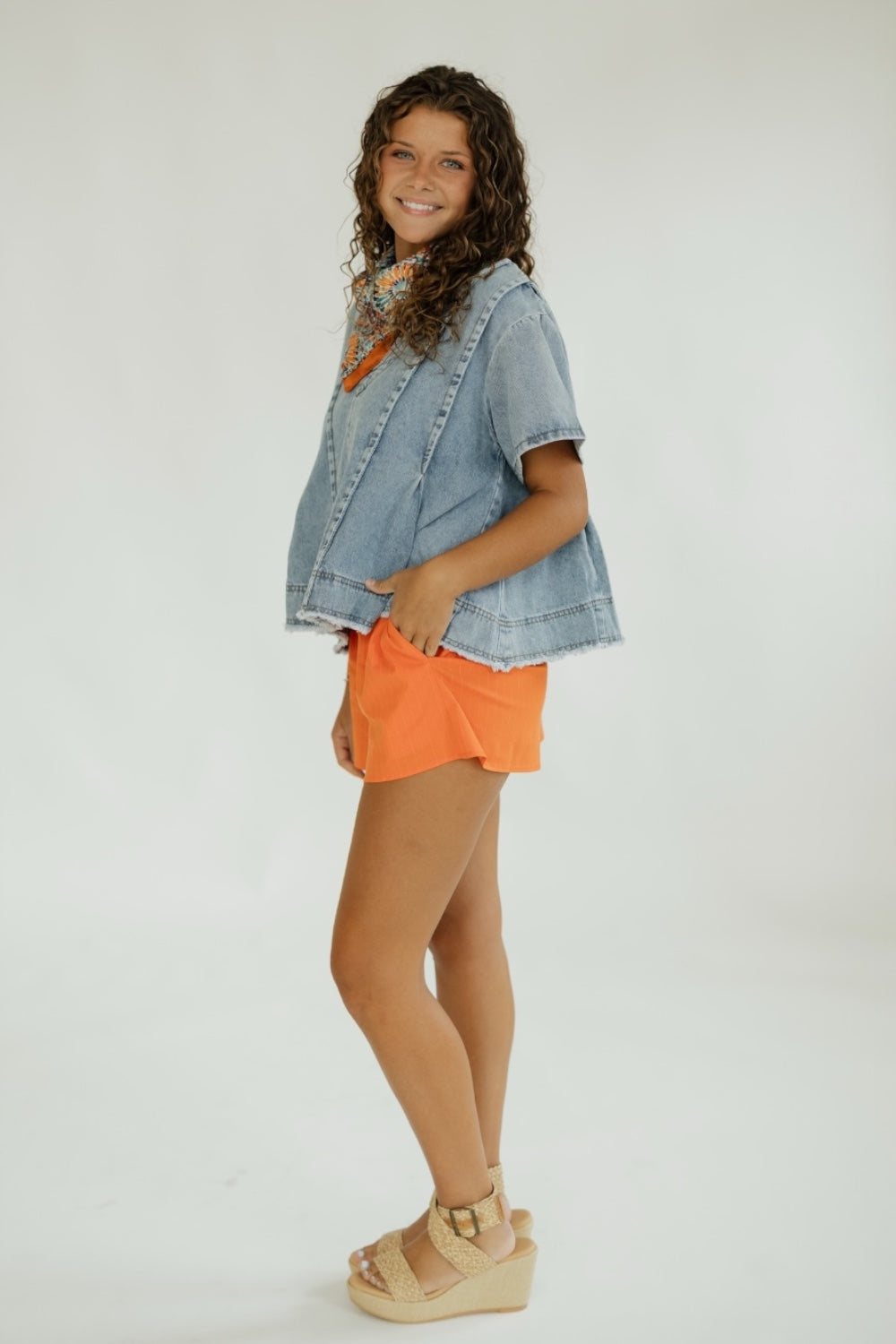 Gabby Light Wash Denim Top (S-3XL)
