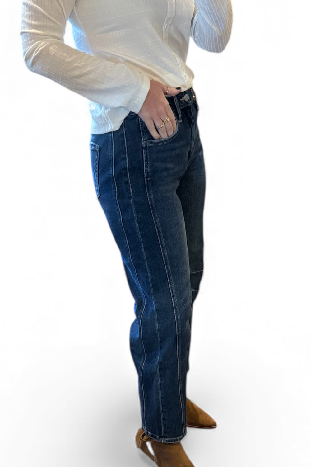 Dark Wash High Rise Barrel Jean