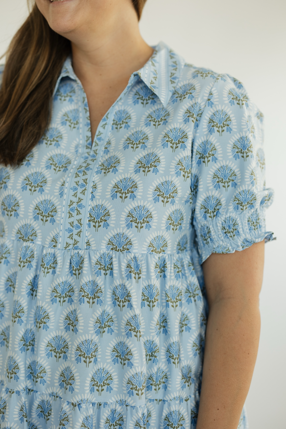 The Molly Sunshower Flora Blue Midi Dress (XS-2X)