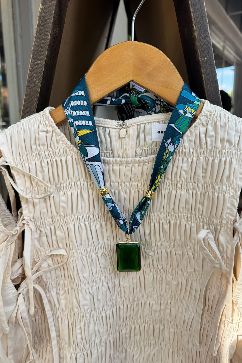 Emerald Drop Twill Necklace