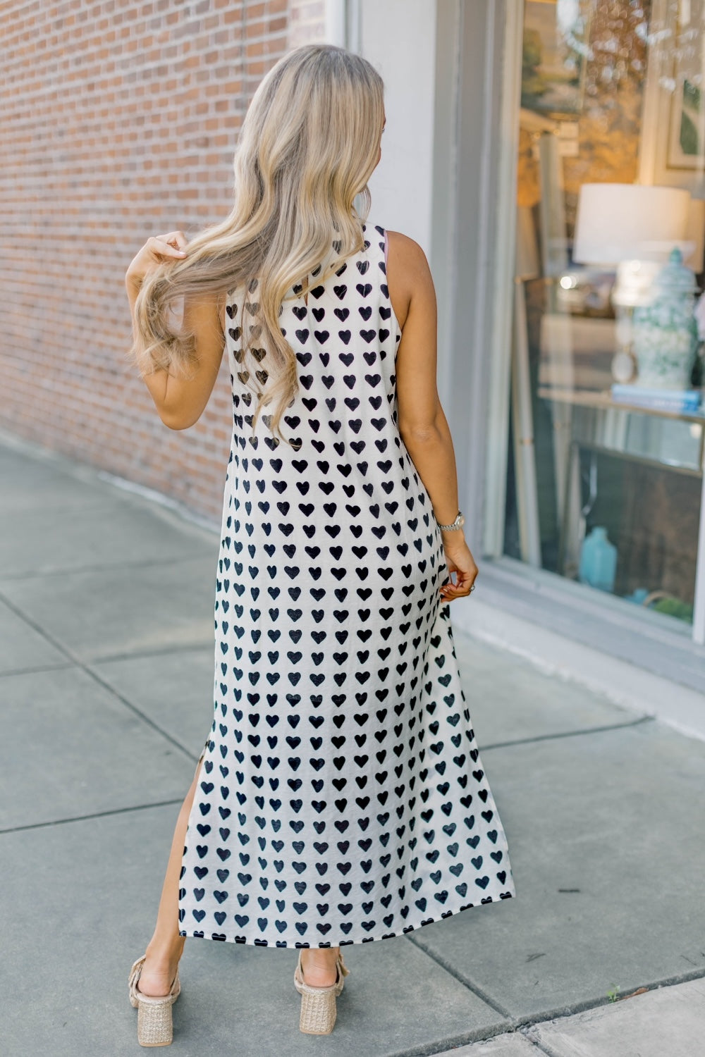 Heart Print Midi Dress
