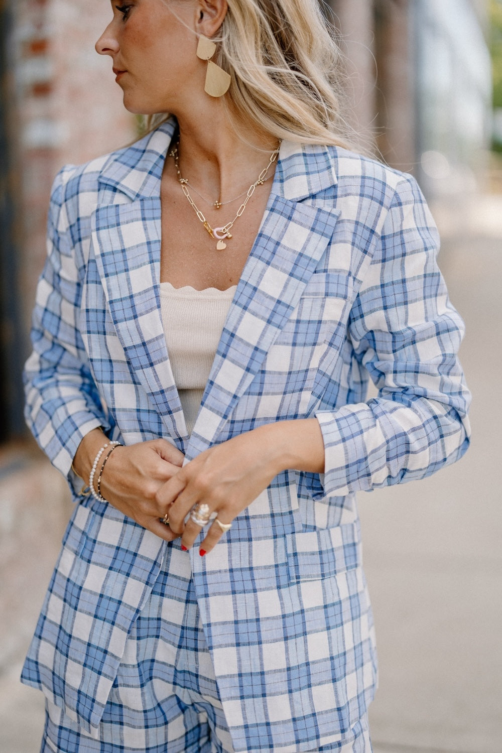Parker Plaid Linen Blazer