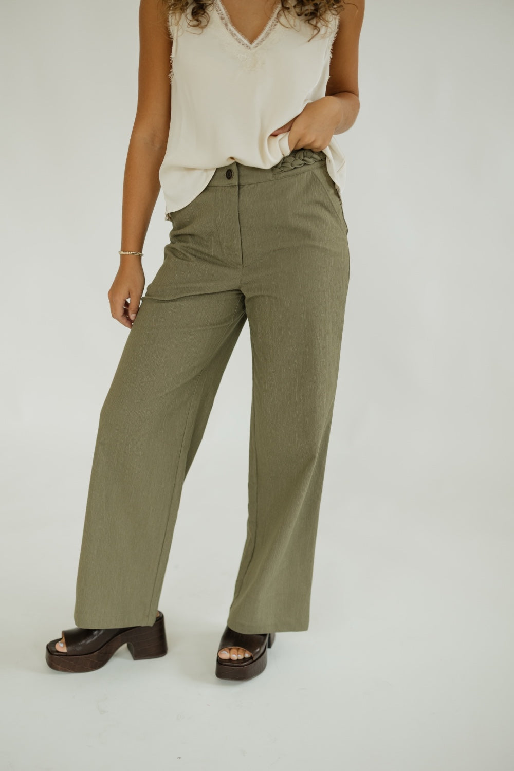 Olive Braided Waist Pant (XS-XL)