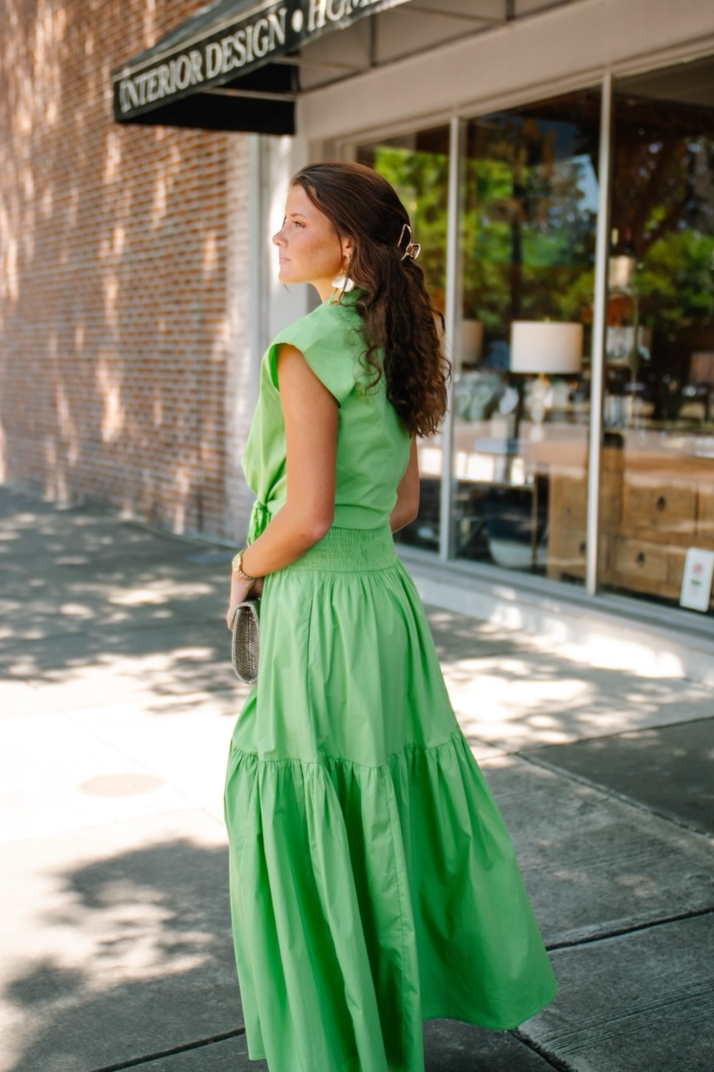 Aerin Green Apple Smocked Band Maxi Skirt (S-3XL) Aerin Green Apple Smocked Band Maxi Skirt (S-3XL)