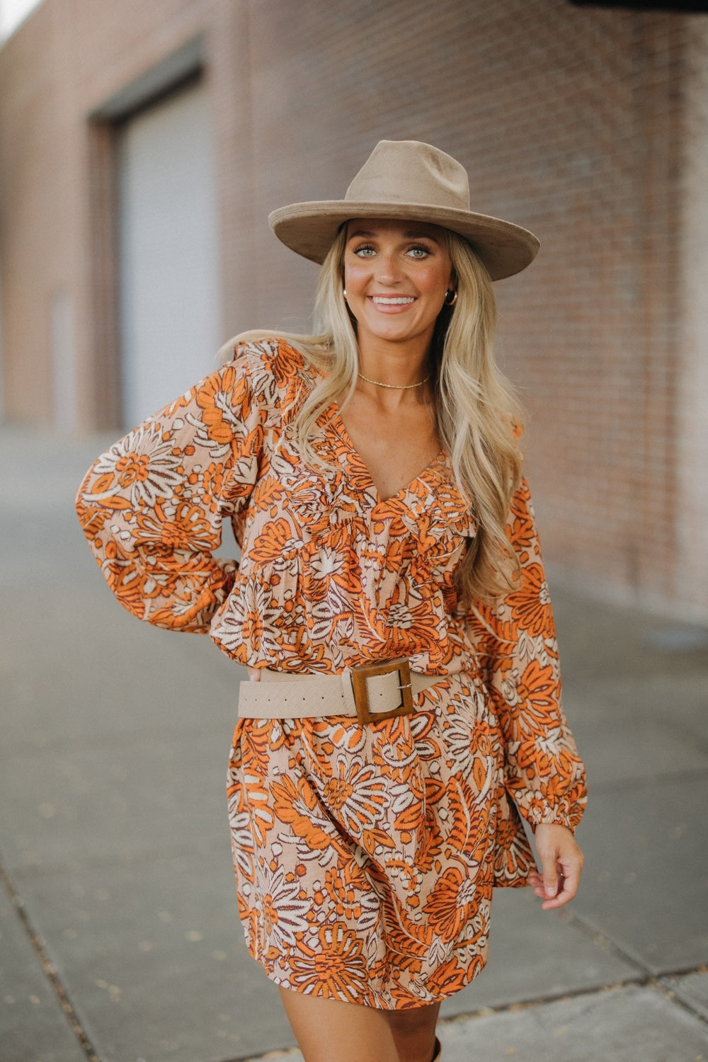 Sadie Salmon Printed Dress (S-3XL)
