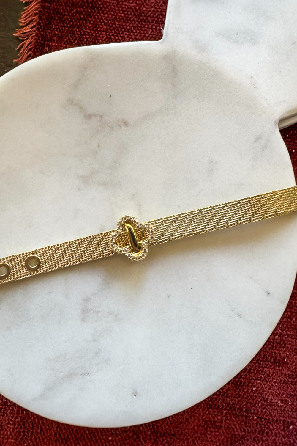 Charm Bar: CZ Quatrefoil Gold Slide Charm