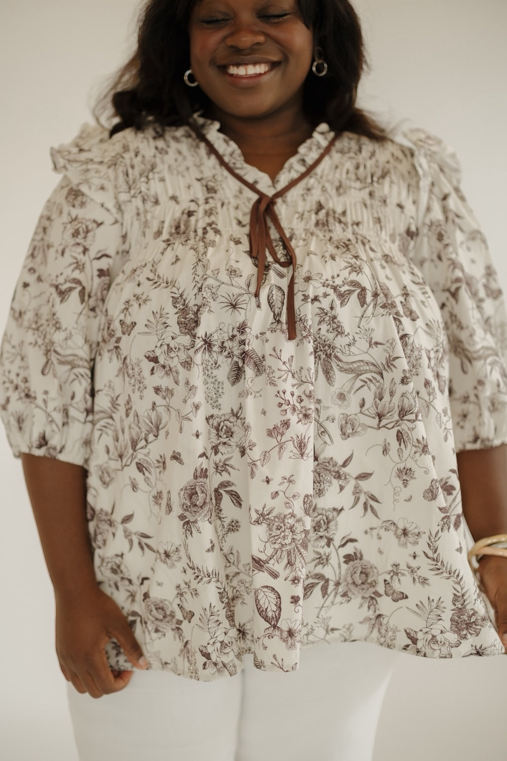 Susannah Brown Floral Blouse (S-2XL)