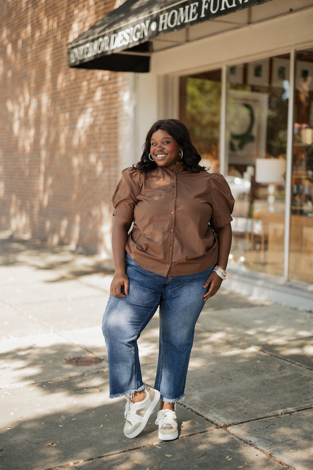 Cammie Brown Button Down Top (S-2XL)