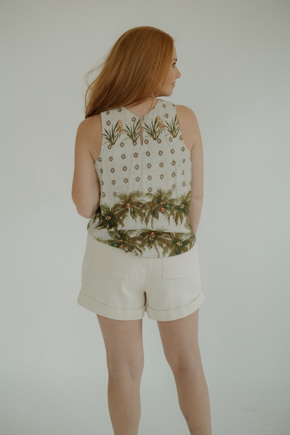 Palm Print Halter Neck Top