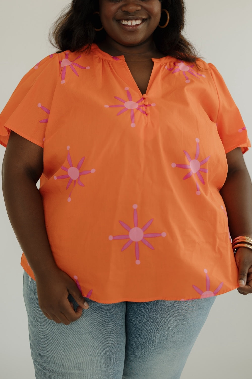 Karani Orange Starburst Top