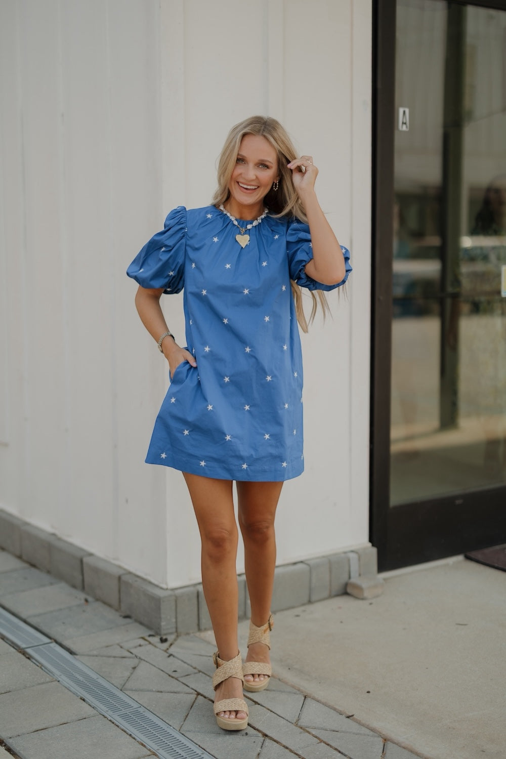 Star Embroidered Mini Dress