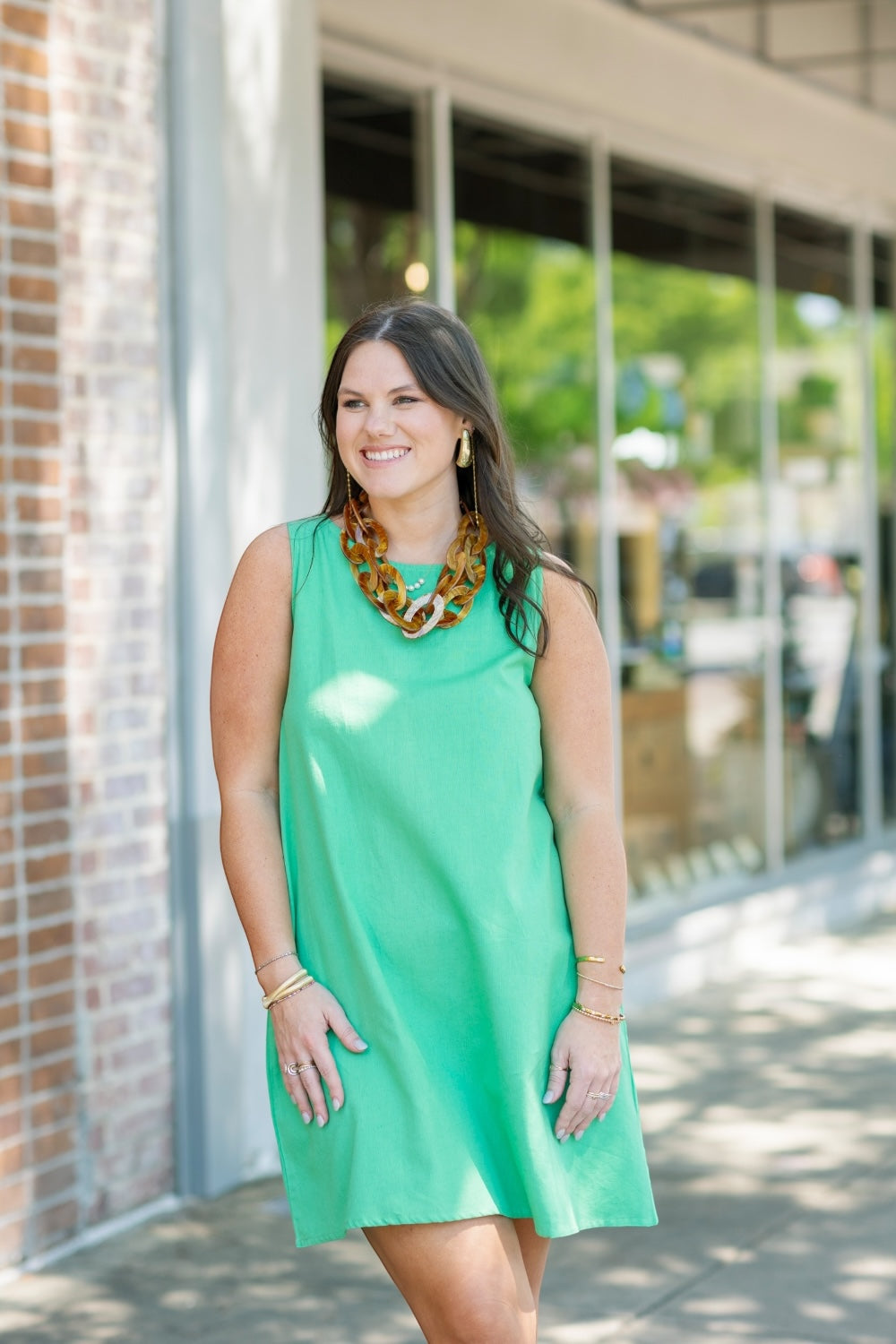 Kelly Green Cotton Dress (XS-XL)