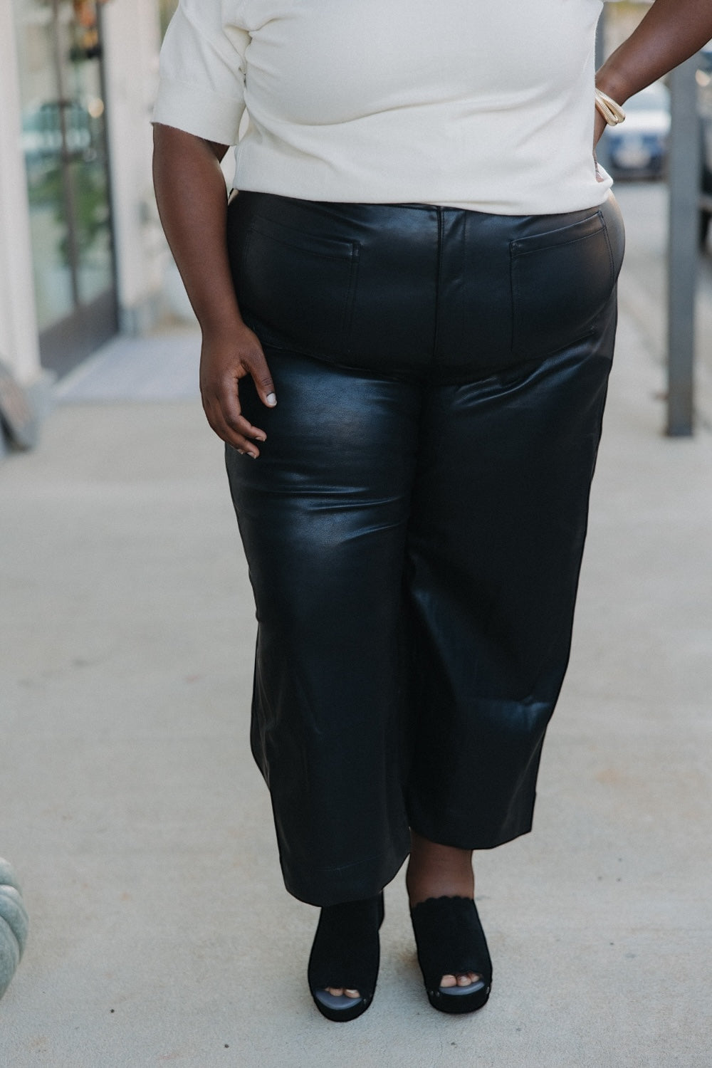Lennon Black Wide Leg Leather Pants (XS-3XL)