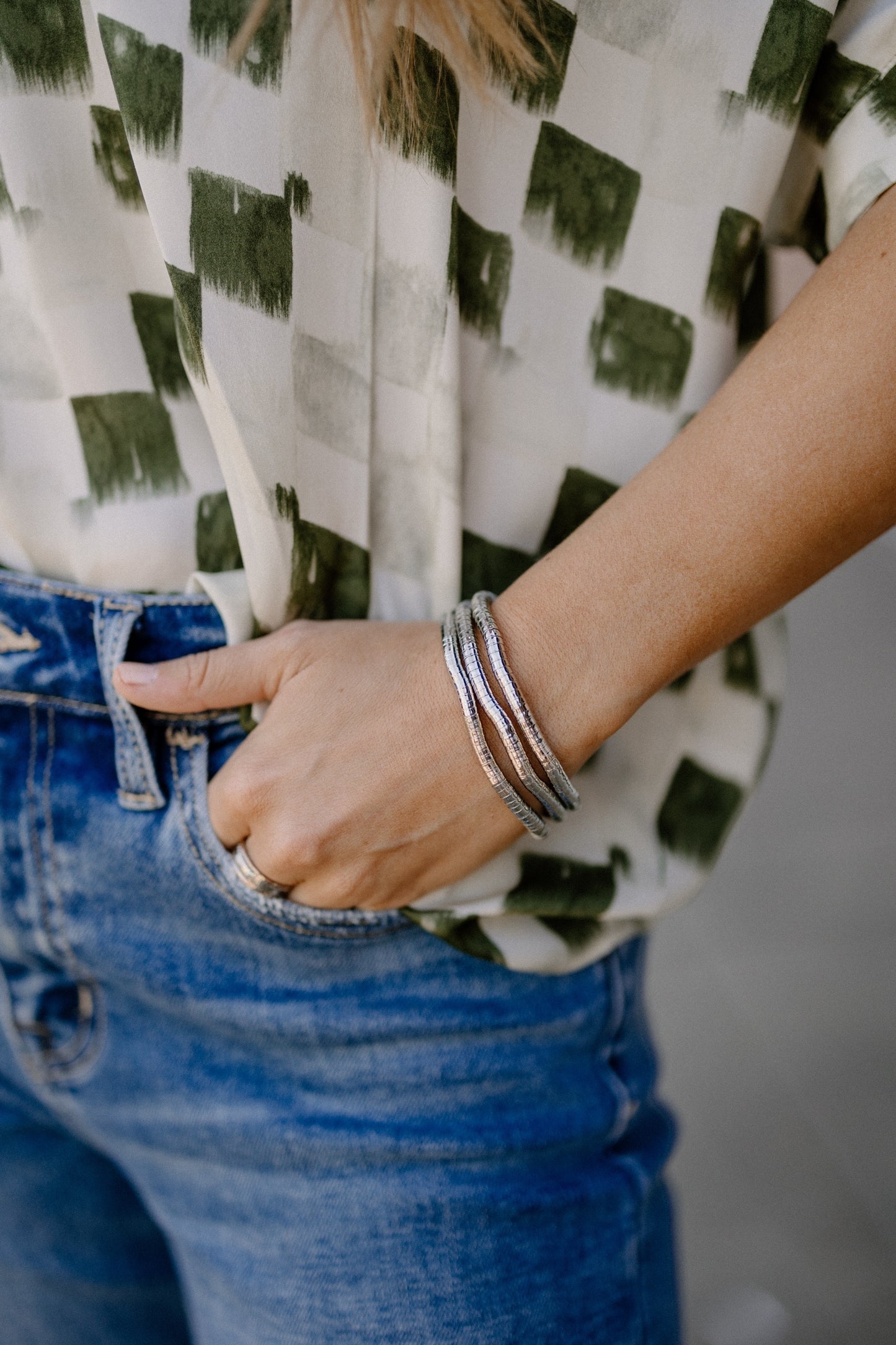 4mm Omega Chain Bracelet Set in Silver