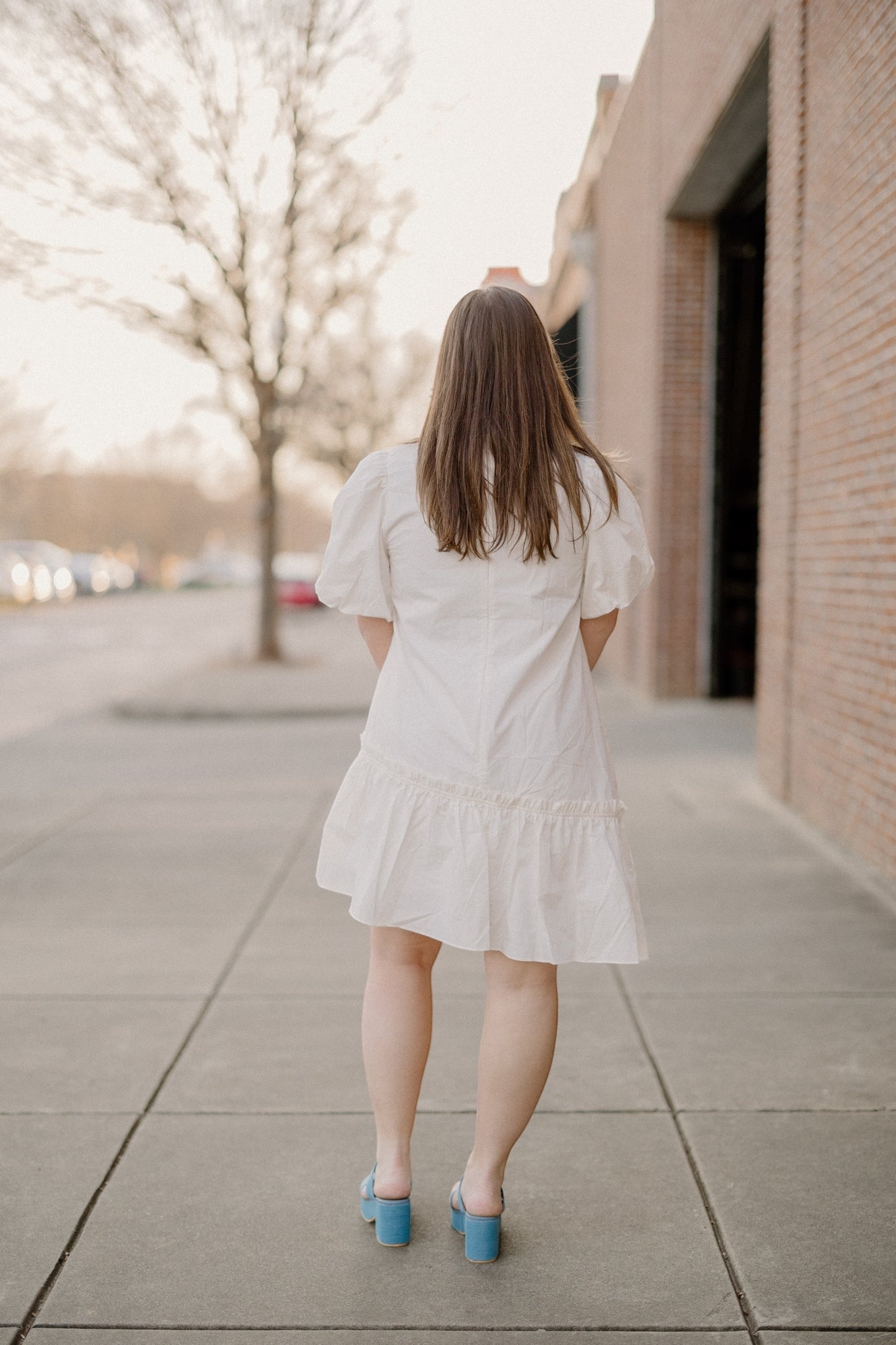 Kylie White Assymetrical Poplin Dress