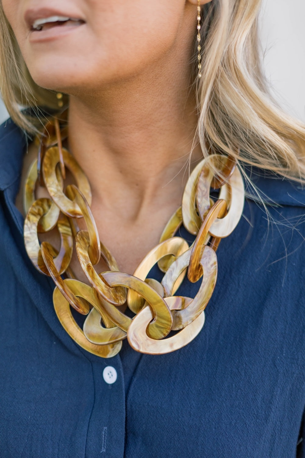 Brown Layered Oval Link Necklace