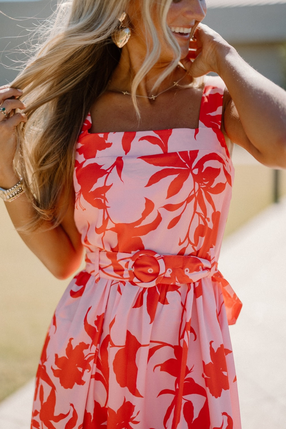 Freida Belted Floral Dress (S-3XL)