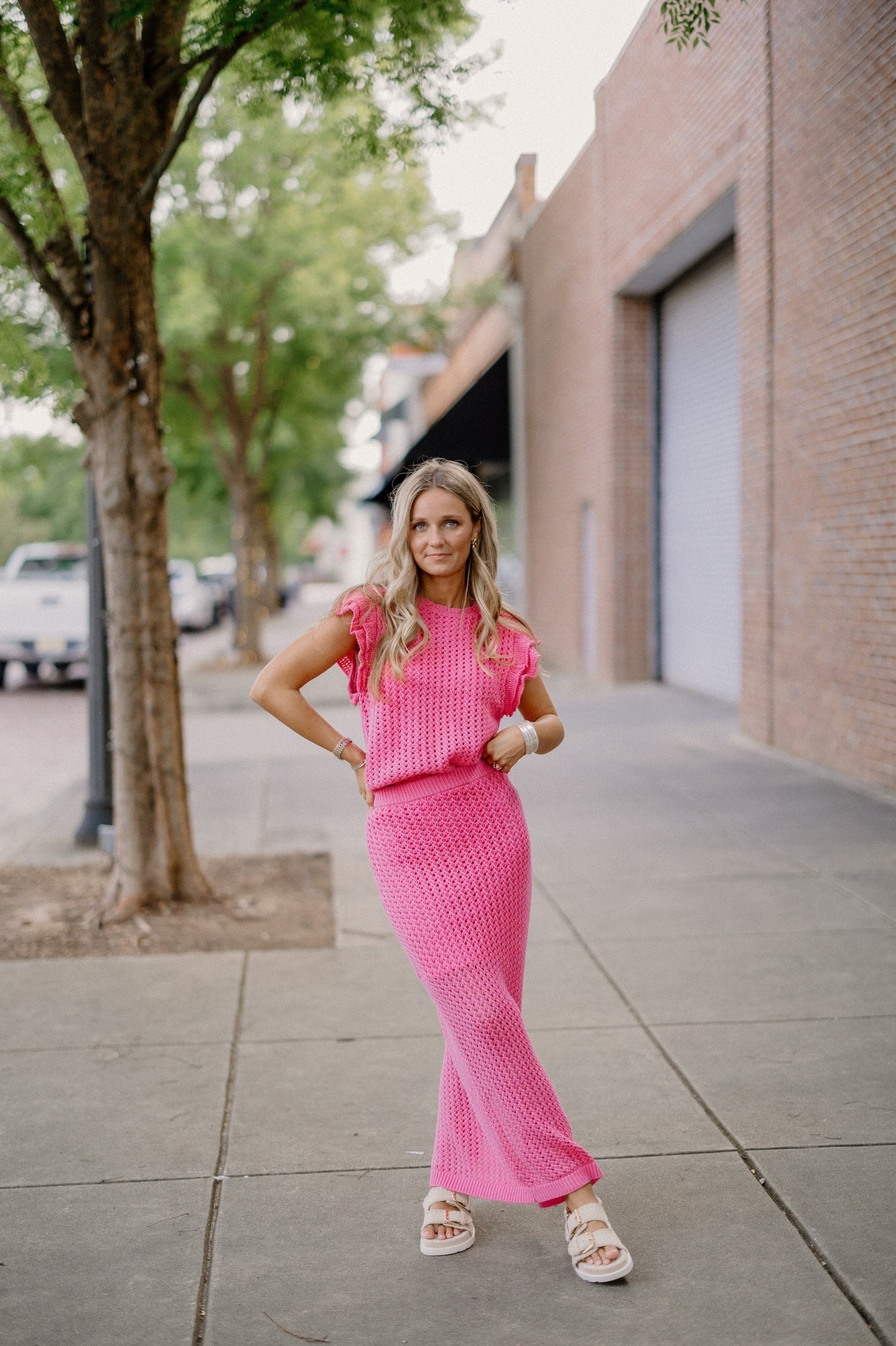 Flamingo Crochet Midi Skirt