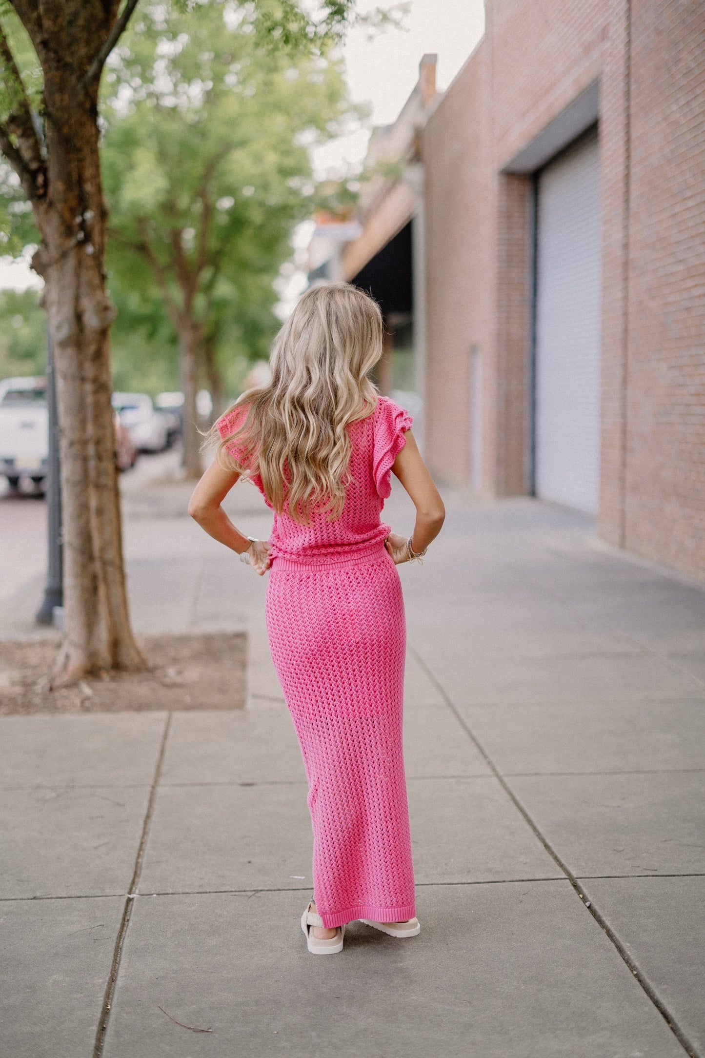 Flamingo Crochet Midi Skirt