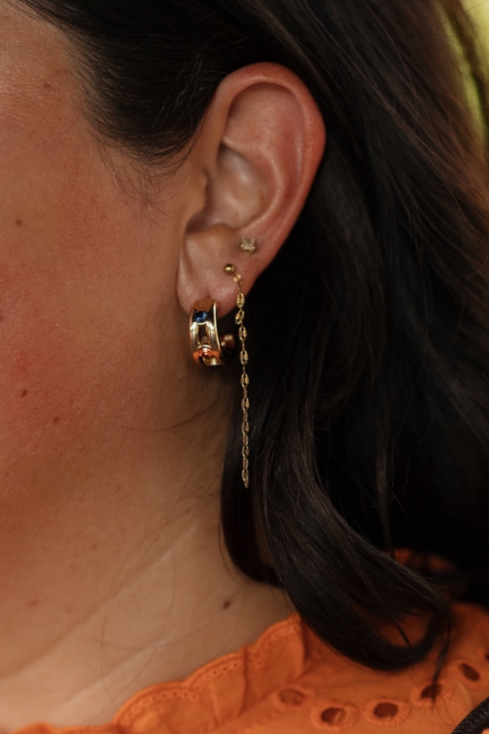 Aviana Navy & Orange Earrings