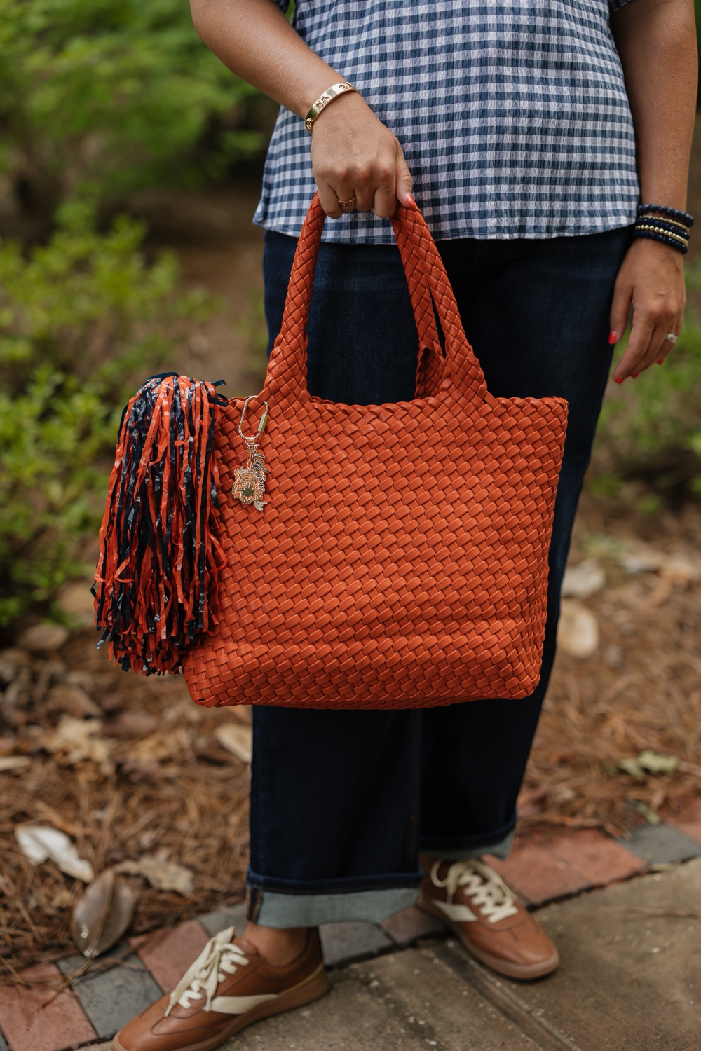 Orange Woven Tote