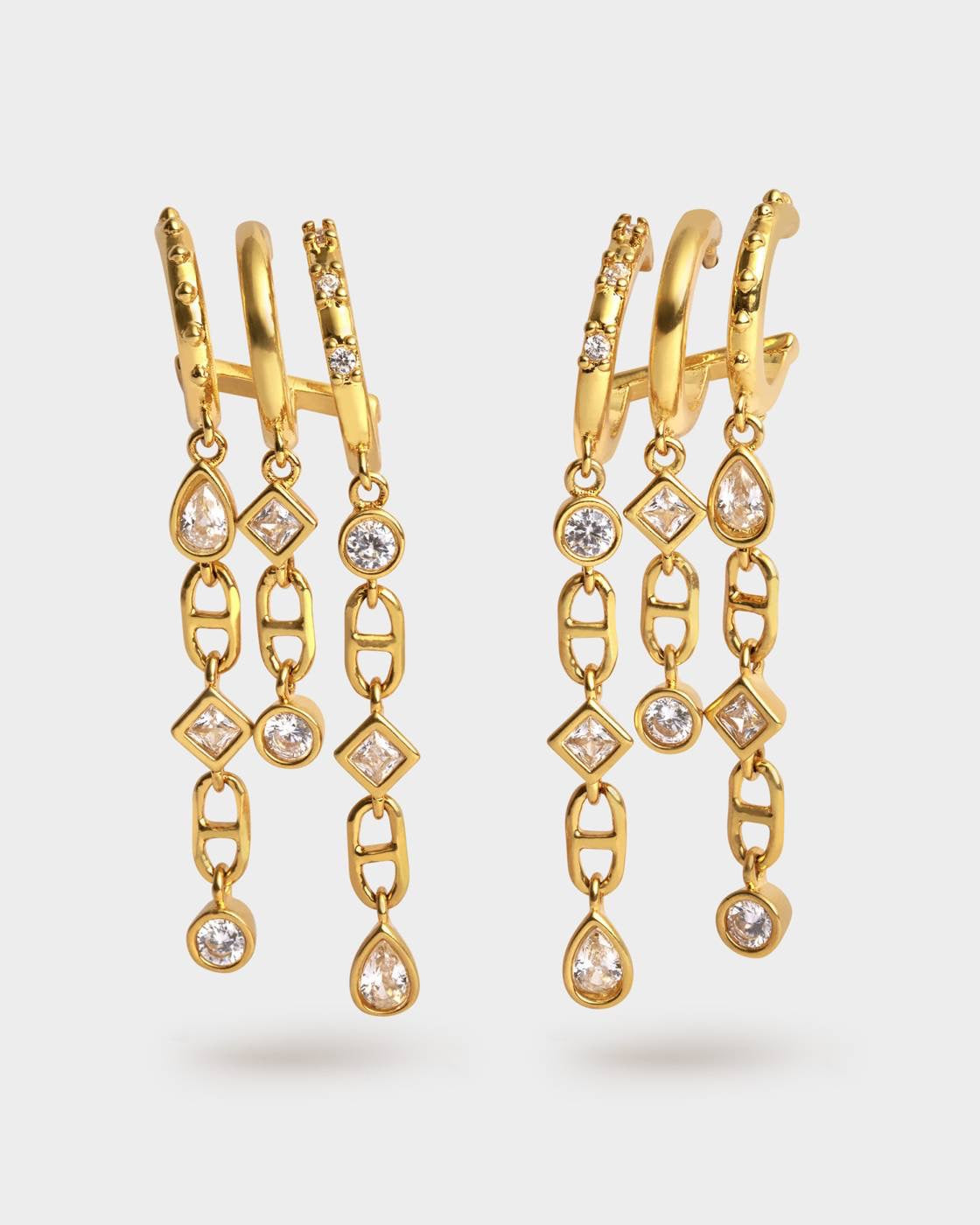 Champagne Hour Gold Drop Hoop Earrings