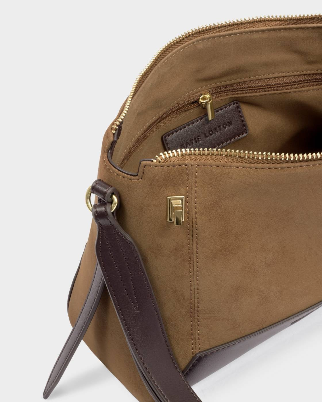 Charlbury Crossbody Bag - Caramel Suede/Bitter Chocolate