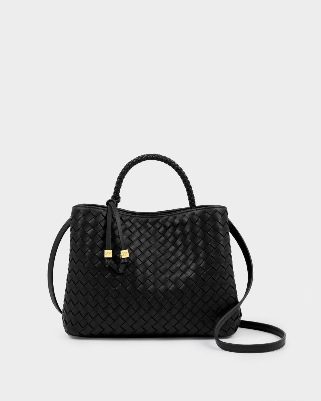 Nova Woven Top Handle Bag - Black