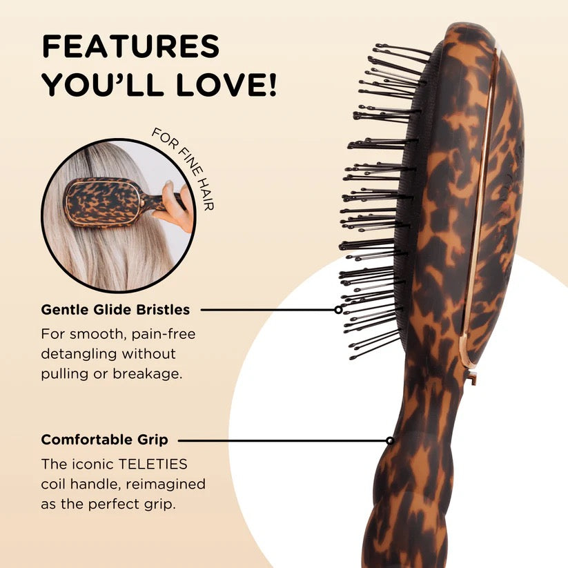 The Detangler Brush for Fine Hair - Tortoise by Teleties