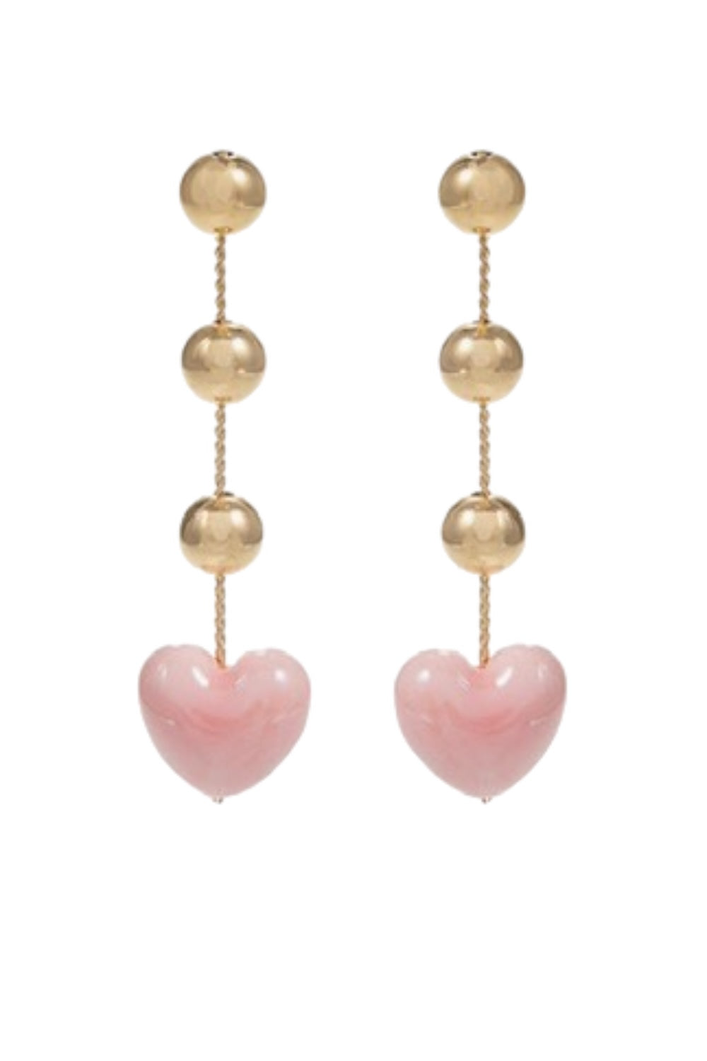 Heart & 3 Brass Ball Drop Earrings