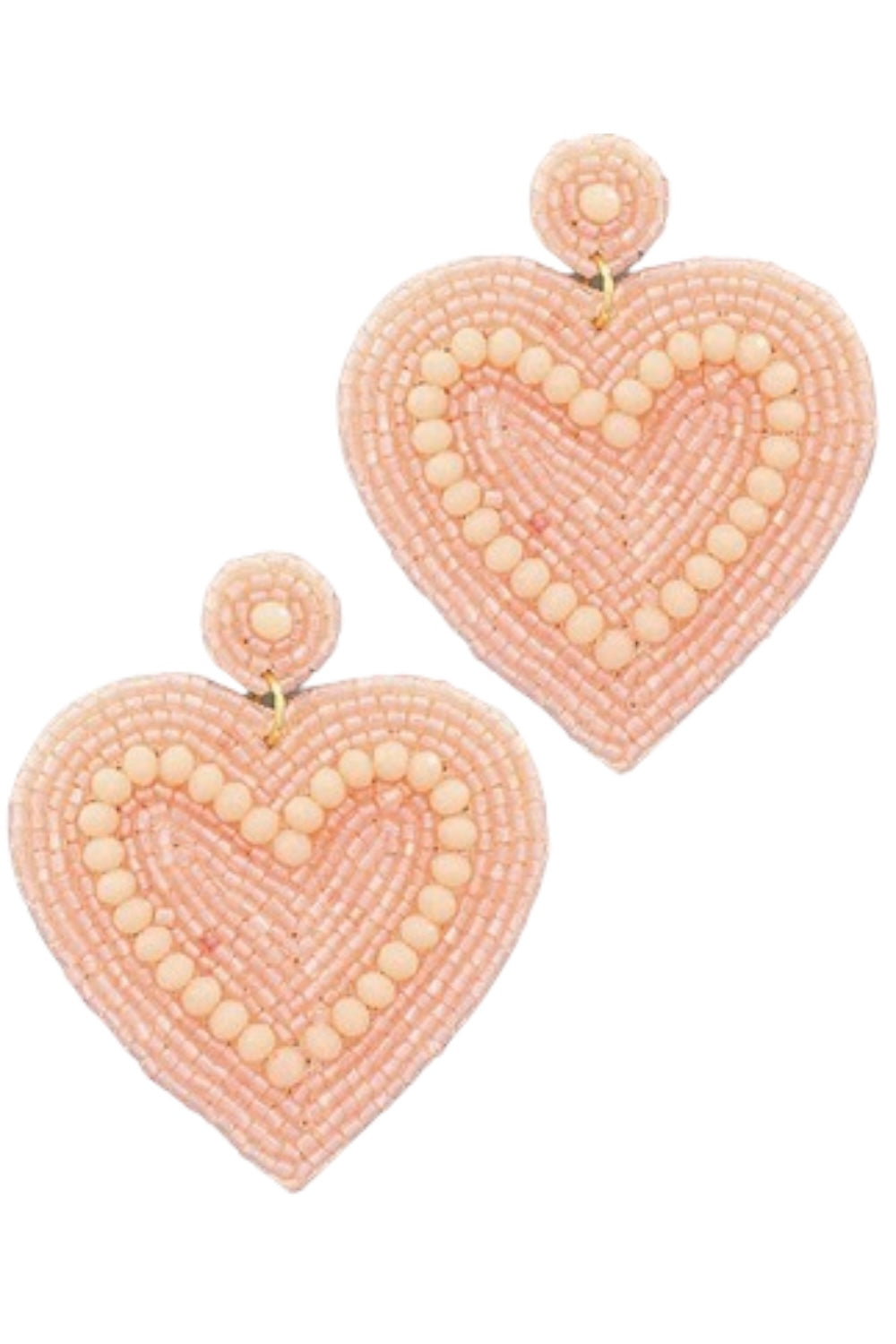 Peach Seed Bead Heart Earrings