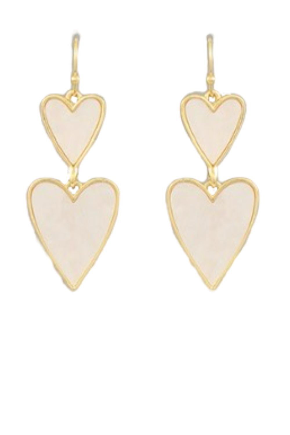 Acrylic Shell Heart 2 Drop Earrings