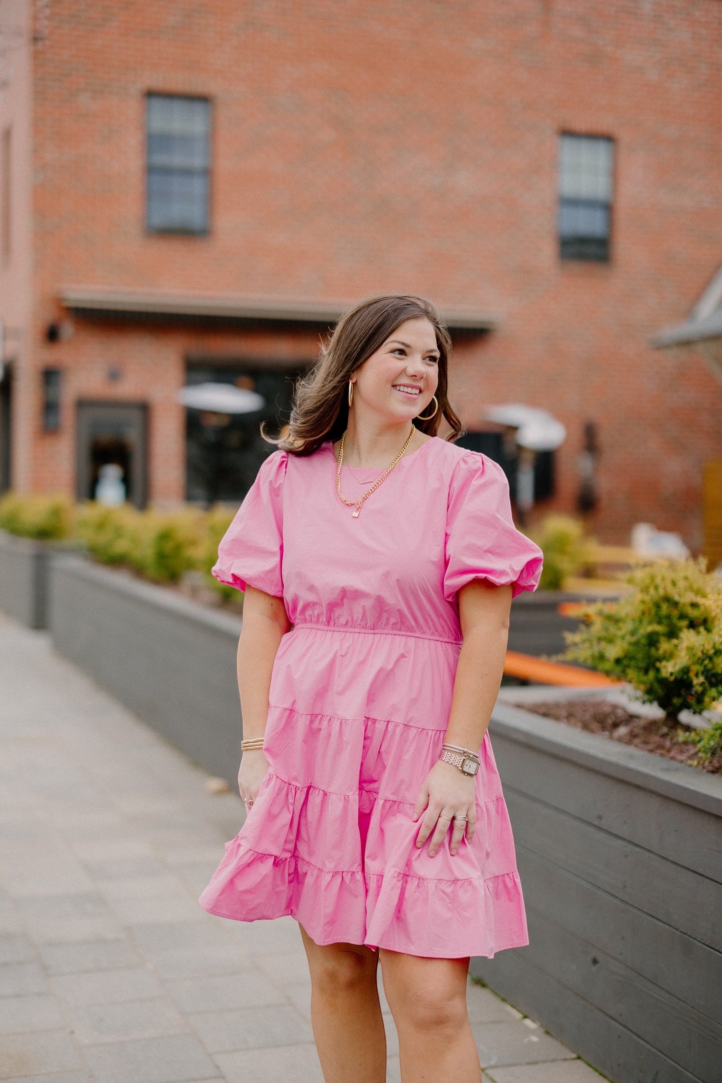 Hollie Tiered Tie Back Dress in Hot Pink (S-3XL)