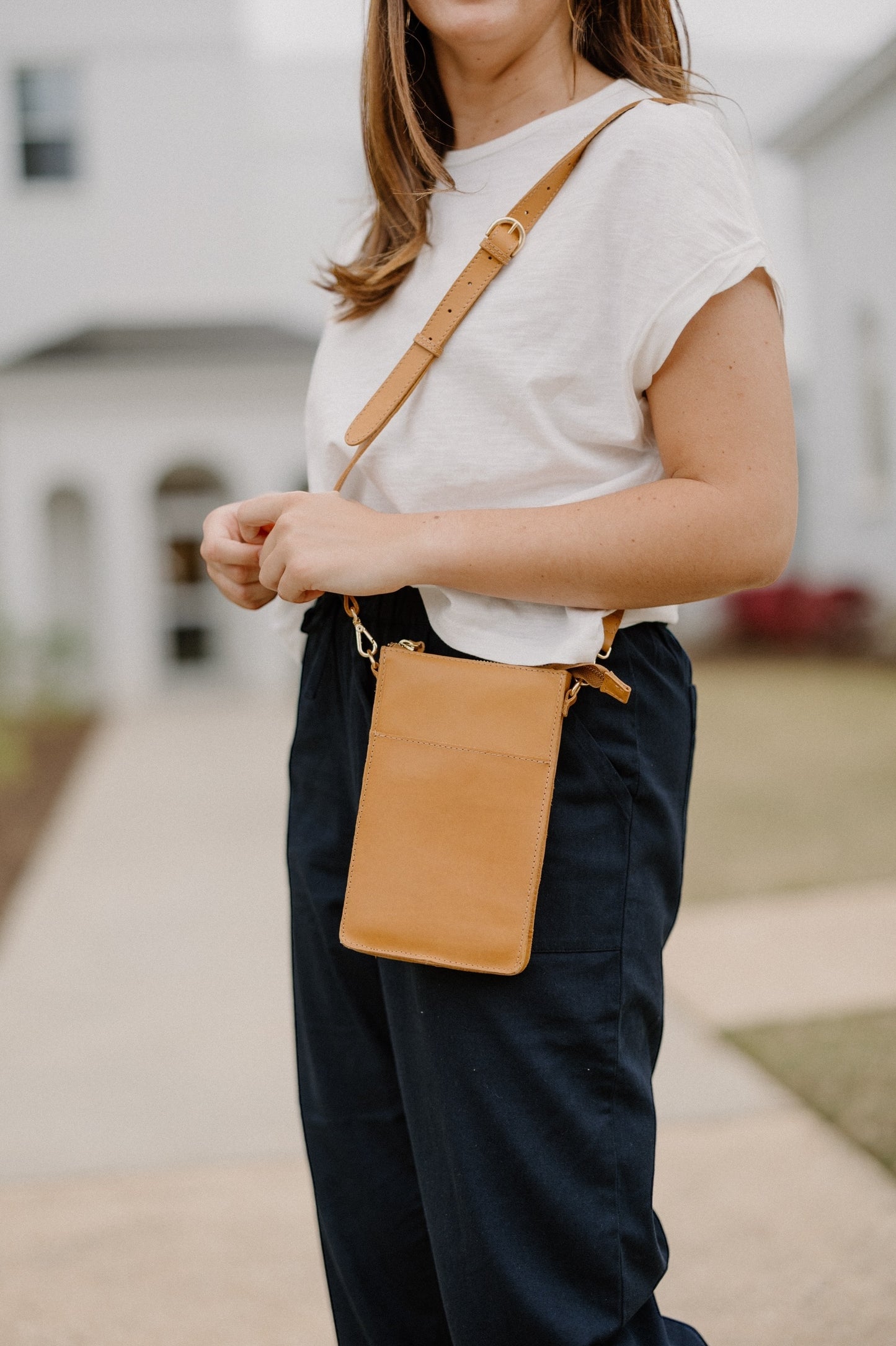 Maybelle Phone Crossbody in Cognac by Able