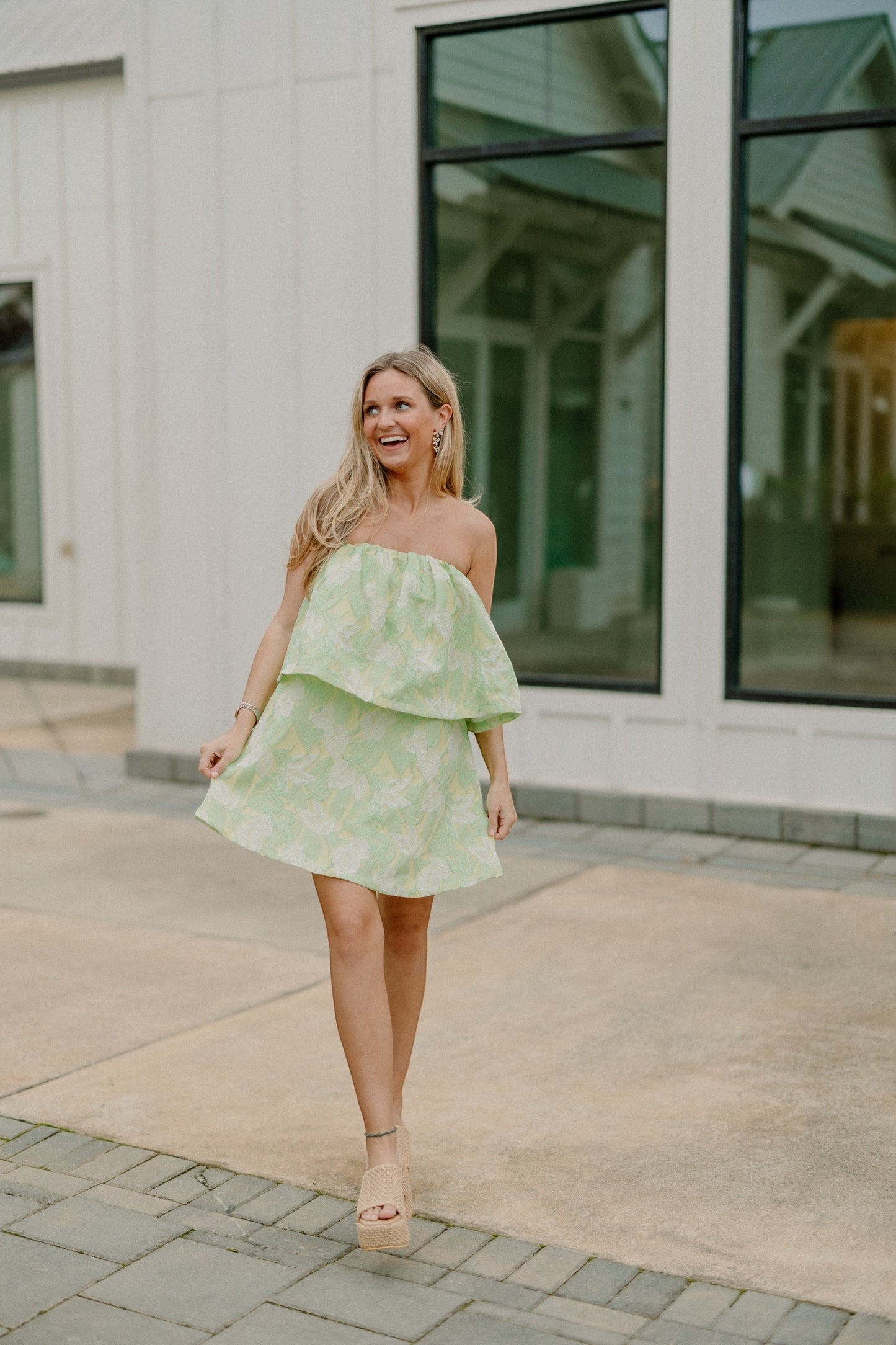 Kellie Key Lime Strapless Mini Dress