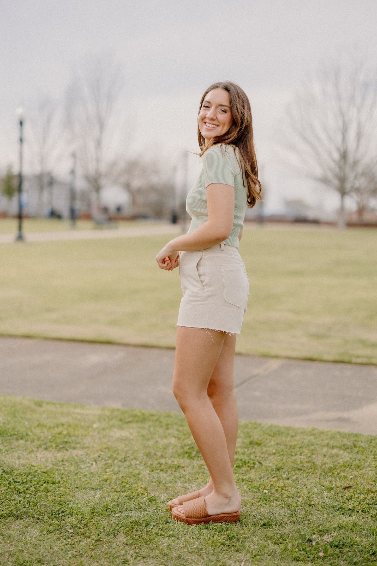 Sylvia Snap Button Knit Top in Sage