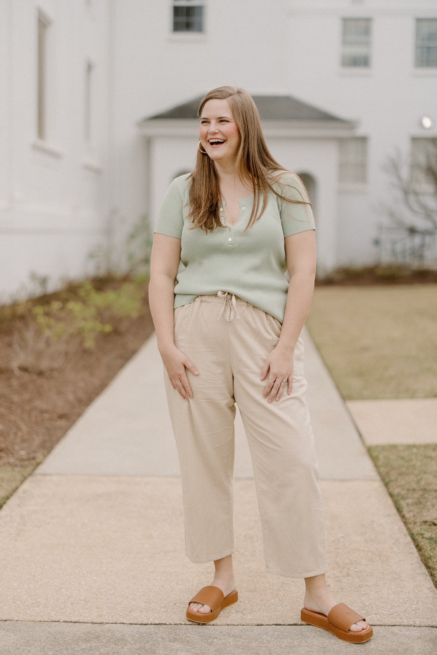 Sylvia Snap Button Knit Top in Sage
