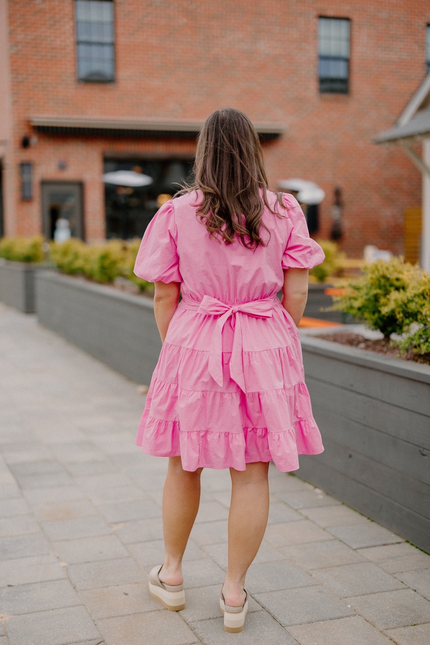 Hollie Tiered Tie Back Dress in Hot Pink (S-3XL)